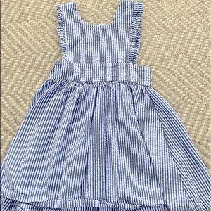 Petit Peony adorable seersucker dress, pinny style (cut low on sides), size 8